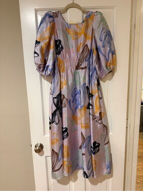 NWT STINE GOYA Puff-Sleeve Midi Dress